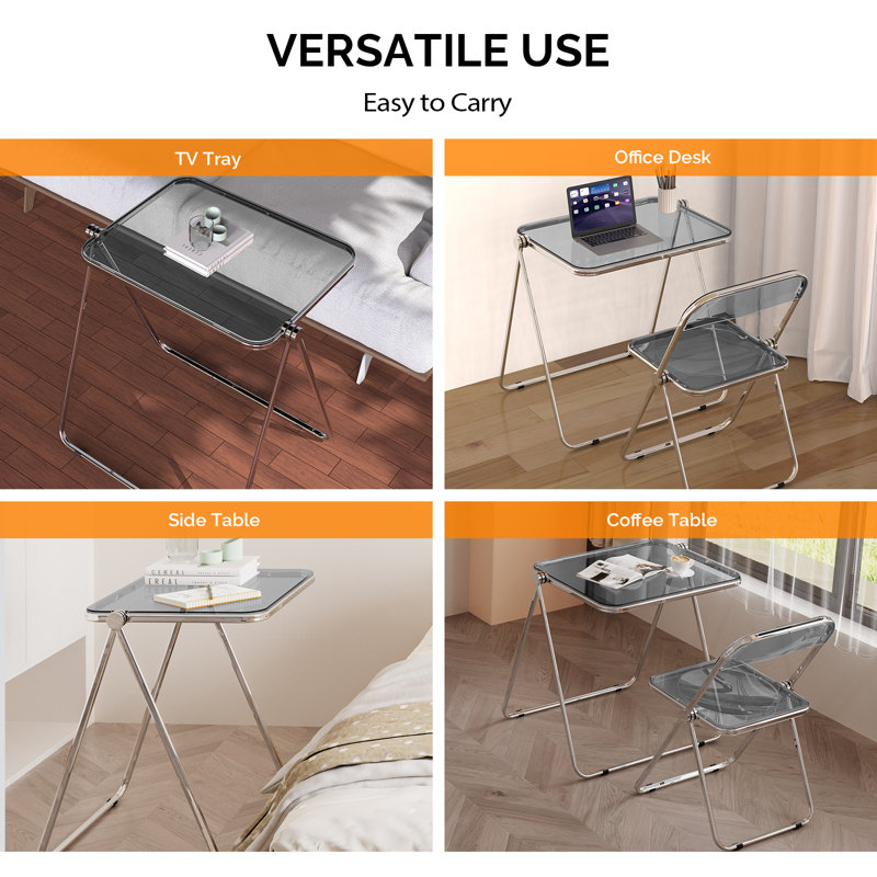 Folding Acrylic Folding Table, Gray