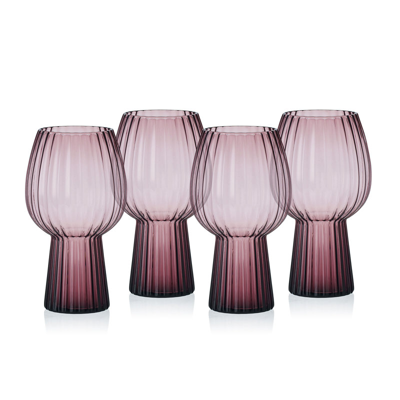 Mikasa Phoebe Optic Goblet Beer Glasses, Set Of 4, 19 Ounce, Purple