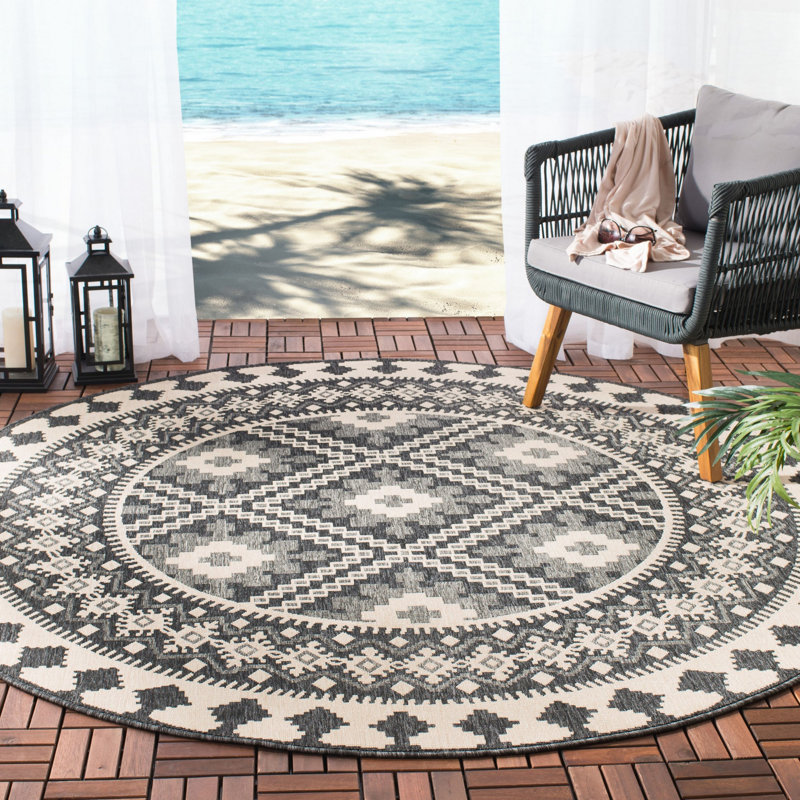 Northpoint Veranda Performance Southwestern Indoor/Outdoor Area Rug, Round 8'