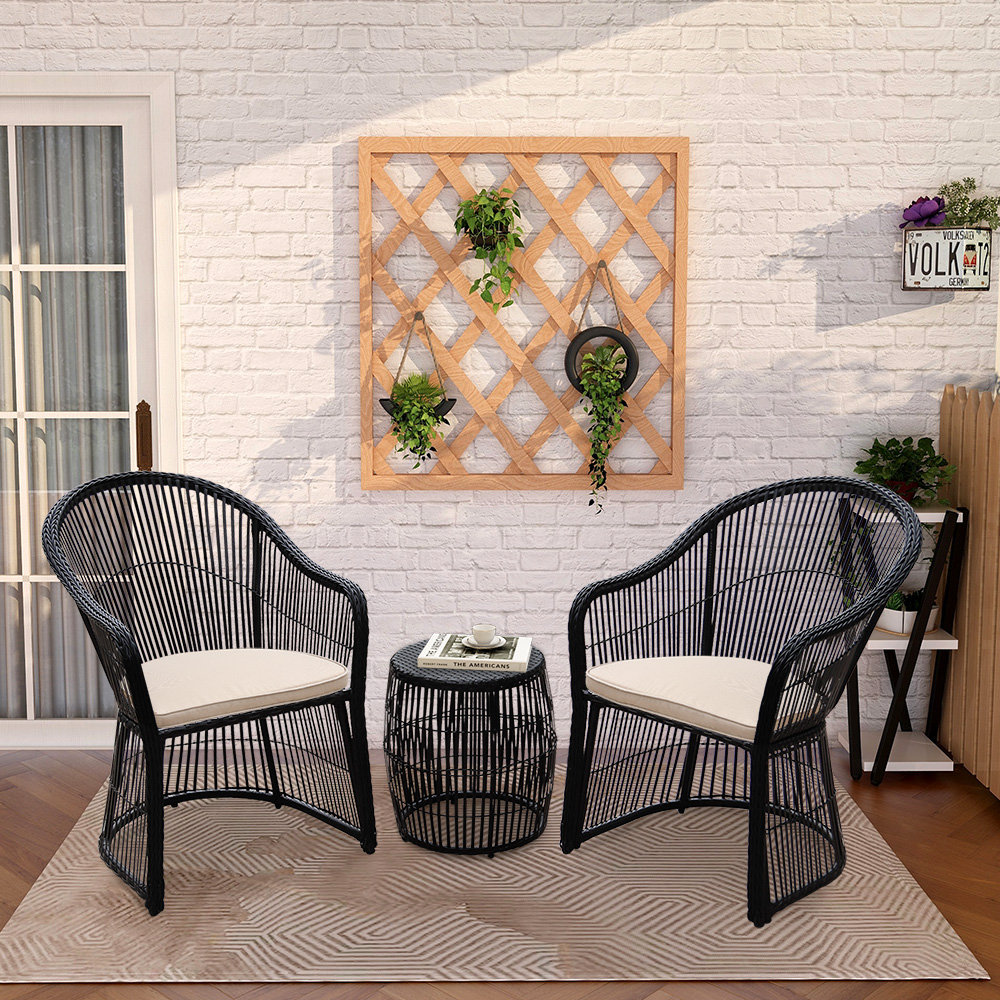 2-Person Patio Seating Group, Black