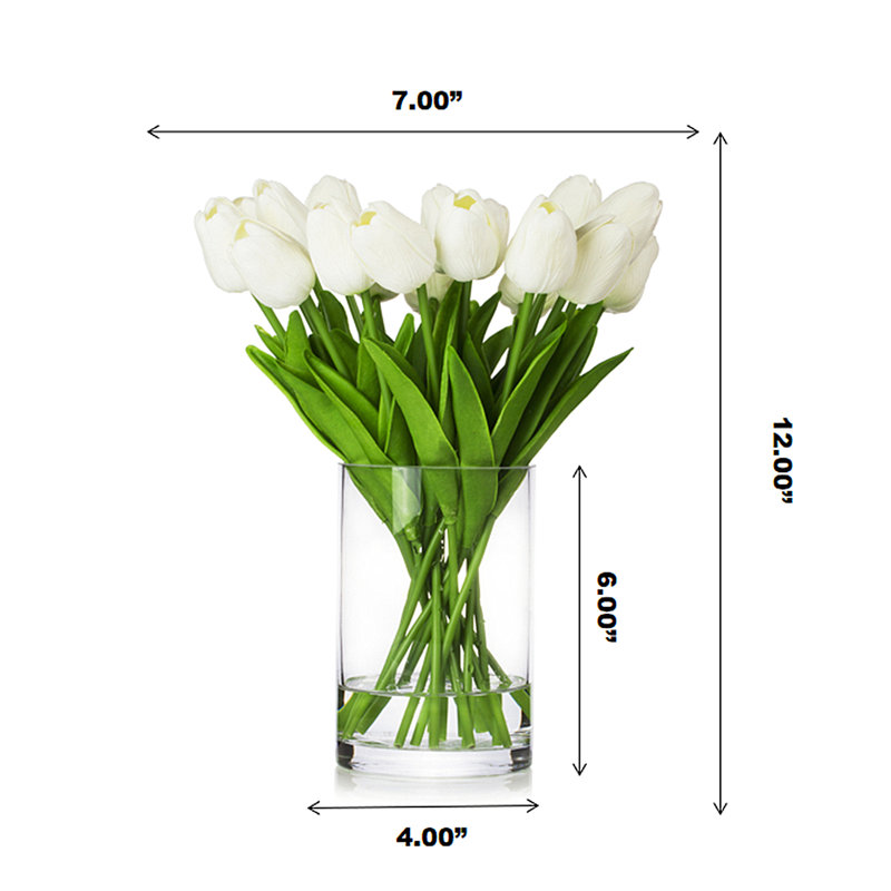 Silk Tulip Arrangement in Vase, White 
