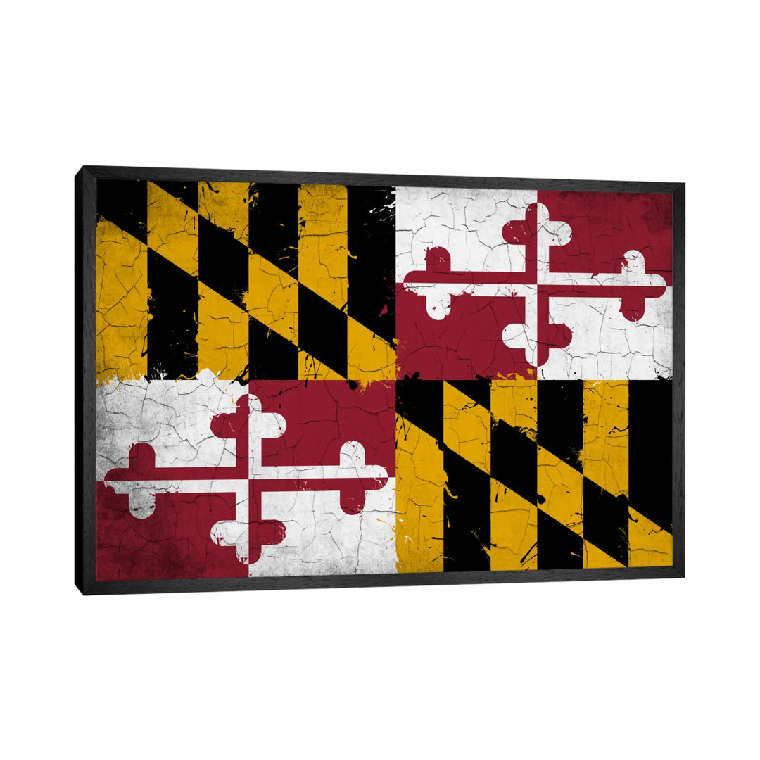 Maryland Cracked Fresh Paint State Flag by ICanvas - Print on Canvas