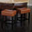 Tabouret de bar sans dossier à hauteur de comptoir en cuir (ensemble de 2)-552338343-552338339
