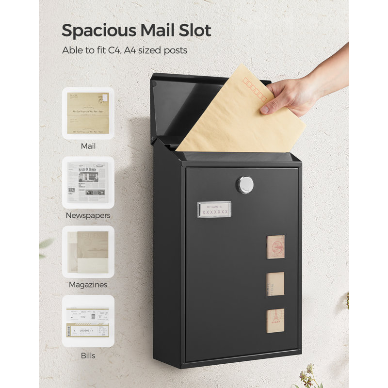 Bellburns Steel Wall Mounted Post Box, Black