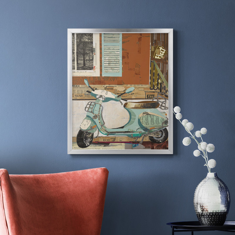 Toile encadrée de qualité supérieure That Vespa - prête à être accrochée, H 20 po x l 16 po, Argent