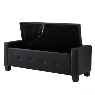 48" Ottoman Bench with Storage, Bench for Bedroom,Living Room,Hallway, Upholstered Tufted Faux Leather Pu Ottoman