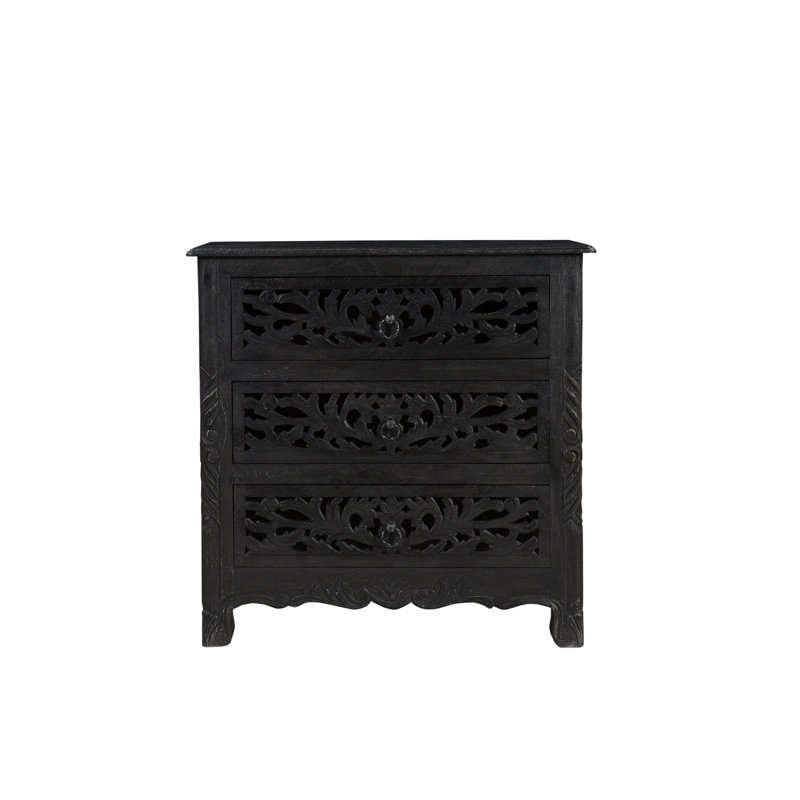 Harleen 30'' W Solid Wood Nightstand, Black