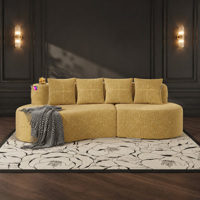 Modern Curved 3-Seat Modular Sectional Sofa, Half-Moon Design, Plush Upholstery, High-Resilience Support, No Assembly Required, for Living Room, Office, Apartment, and Lounge Spaces