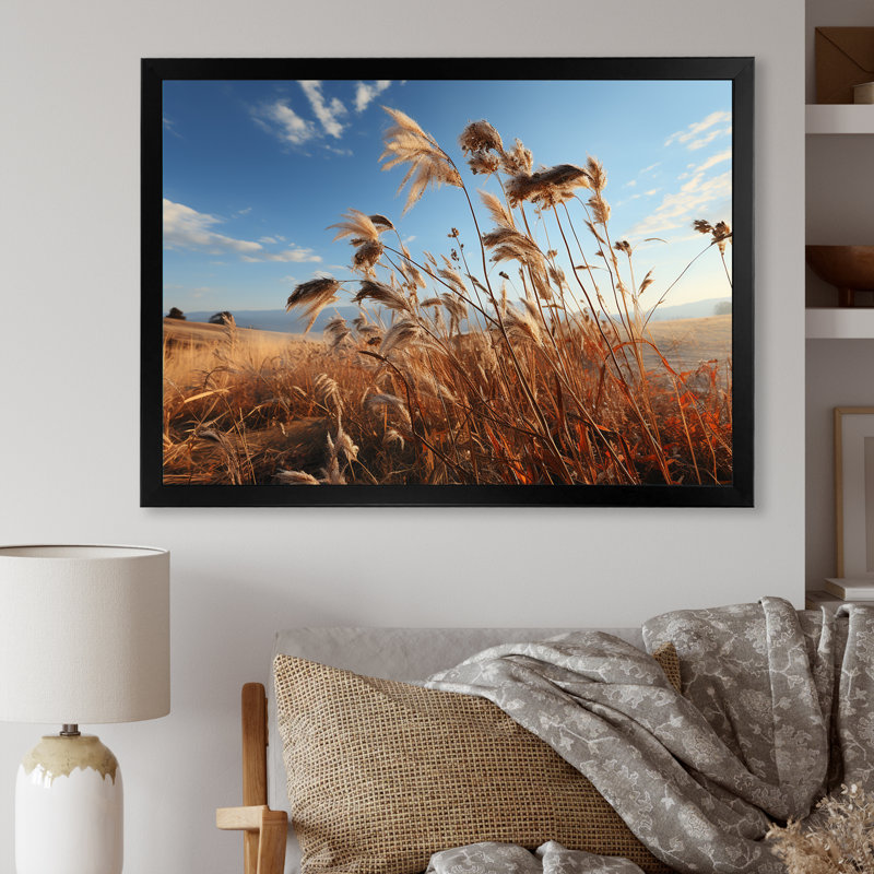 Paysage de prairie sur toile, H 16 po x l 32 po x P 1 po, Cadre simple noir