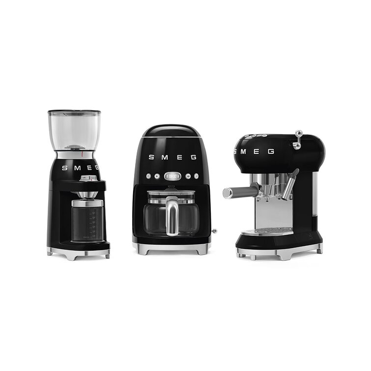 SMEG Espresso Automatic Coffee Machine with Steamer - 50's Style Black