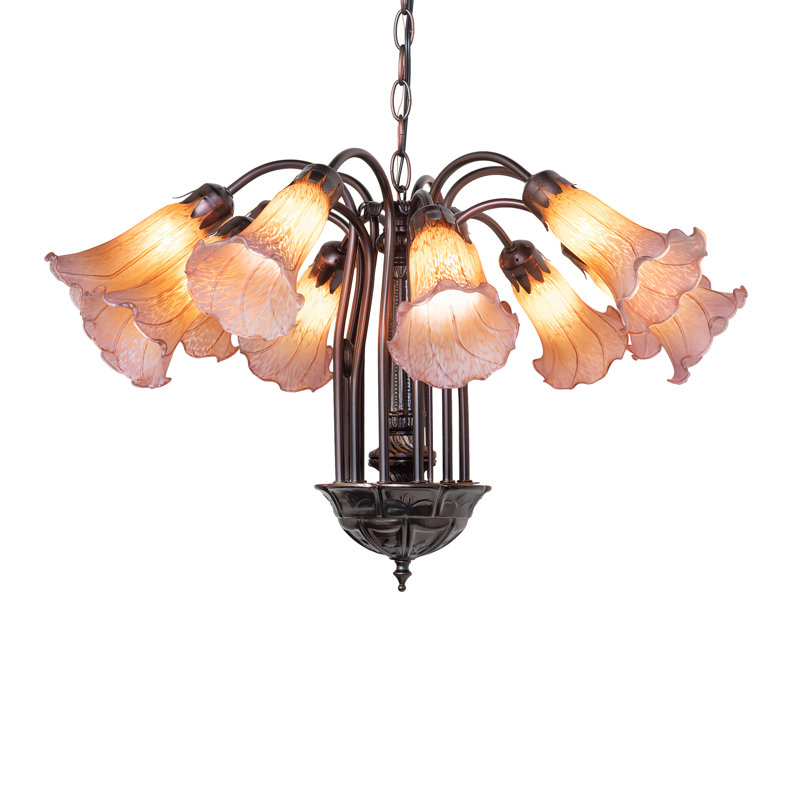 Lustre sphérique unique à 12 lumières Schreffler, Ambre / mauve