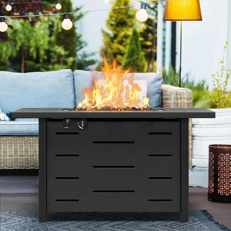 Ensemble de patio extérieur en rotin 8 pièces avec foyer, Bleu