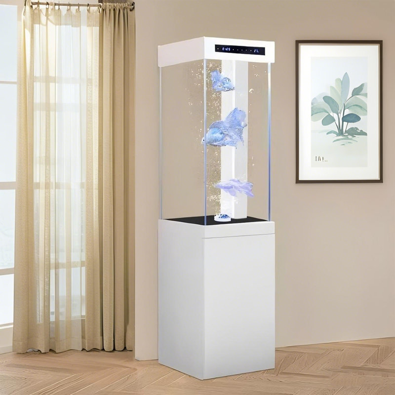 Aquarium vertical sur pied 15,75 po, Transparent/blanc