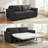 71" W Full Velvet Loveseat Sleeper with Folding Mattress, Dark Grey-1377051037-1377051039