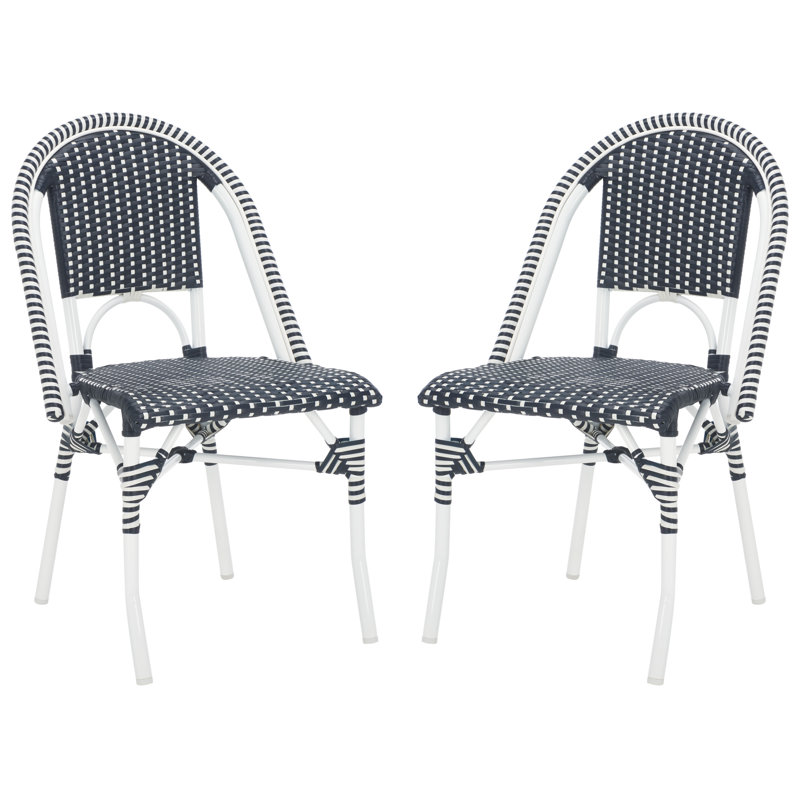 Torino Outdoor Dining Side Chair, Navy/White