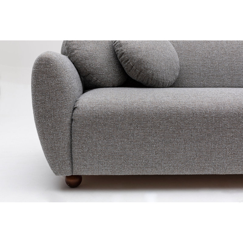 Canapé et méridienne Beily, 100% polyester gris clair, Orienté à droite