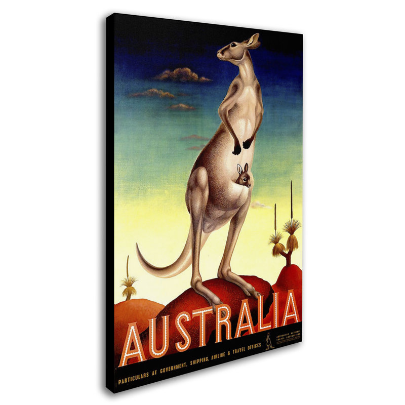 « australia kanga », art mural sur toile tendue, H 19 po x l 12 po