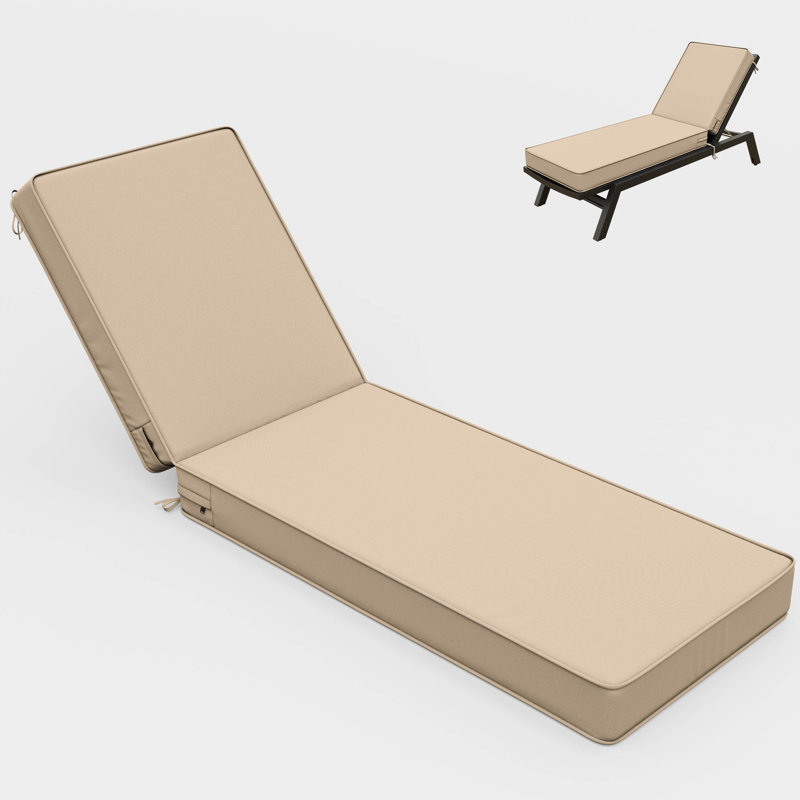 Coussin de chaise longue d'extérieur 2 pièces, 80 po x 26 po x 4 po, 1, 80" W x 26" D, Sable