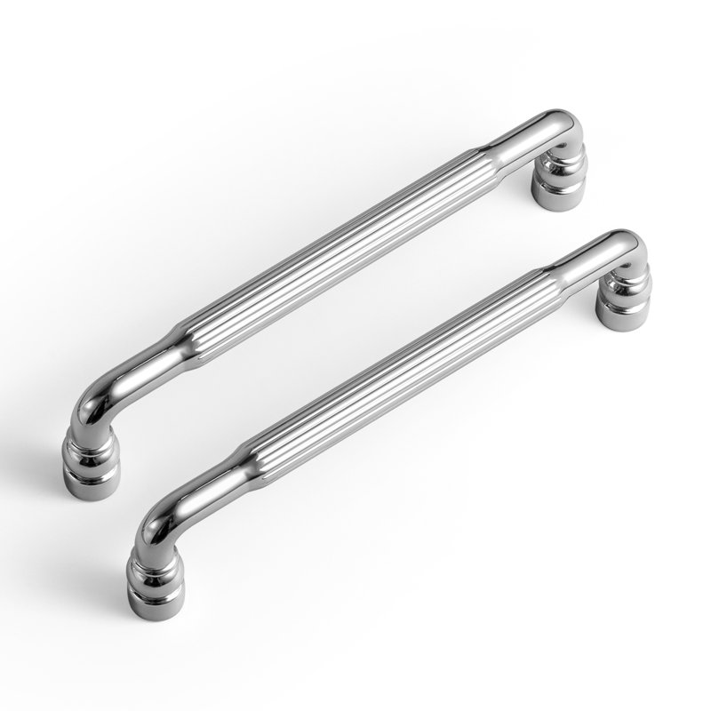 Poignée d'armoire tubulaire rainurée, 5", Polished Chrome