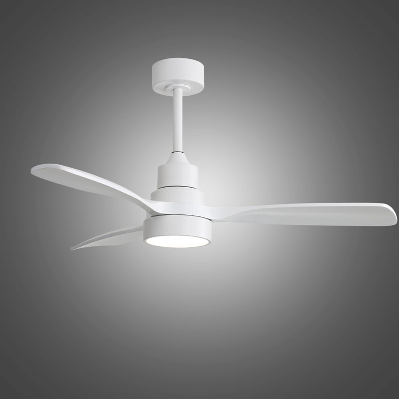 Nicola 3-Blade Dimmable Modern Ceiling Fan, White with White Blades