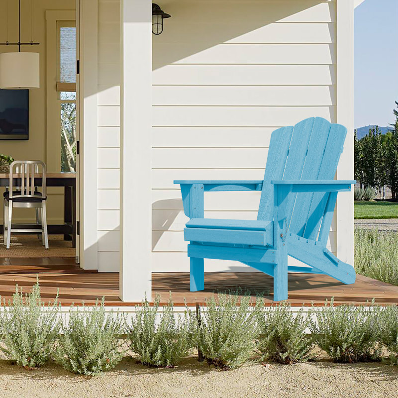 HDPE Foldable Steel Adirondack Chair, Light Blue