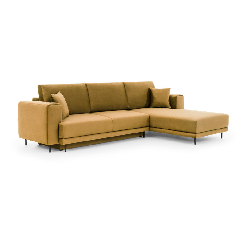 Aecca 4 Seater Sofa Bed, Yellow, Right facing