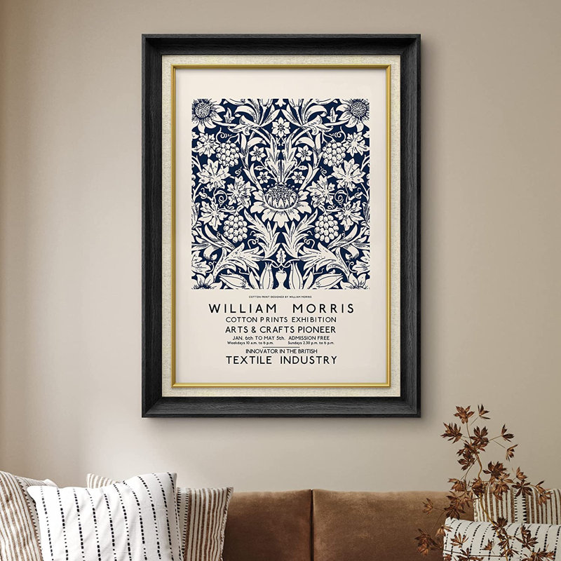 Fleur par William Morris - peinture sur toile encadrée, Noir