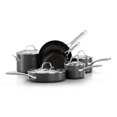 Calphalon Premier 10-pc. Space-Saving Hard-Anodized Nonstick Cookware Set -  Black/stainless Steel - Yahoo Shopping
