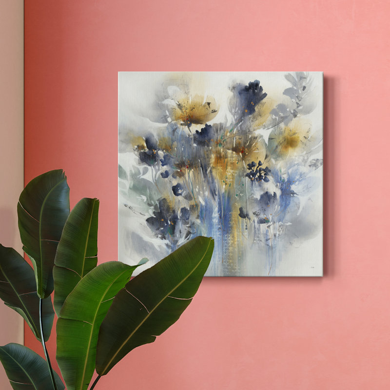 Indigo Botanical - Wrapped Canvas Print, 40" H x 40" W x 1" D