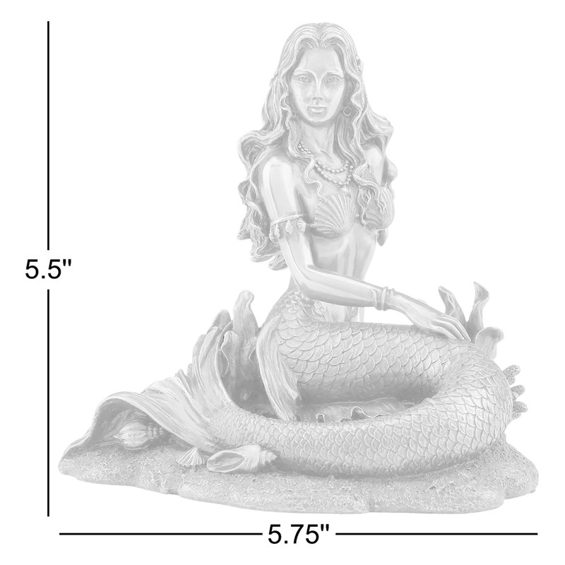Figurine de plage sirène assis sur la plage Borowski, Blanc