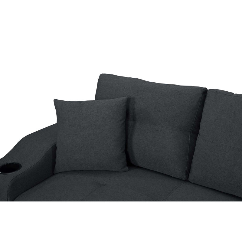 92'' Upholstered Sleeper Sofa, Sofa Bed, Couch, Dark Gray Polyester