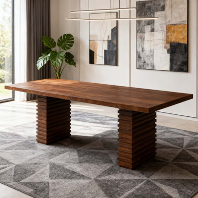 Modern Dining Table With Robust Double Pedestal
