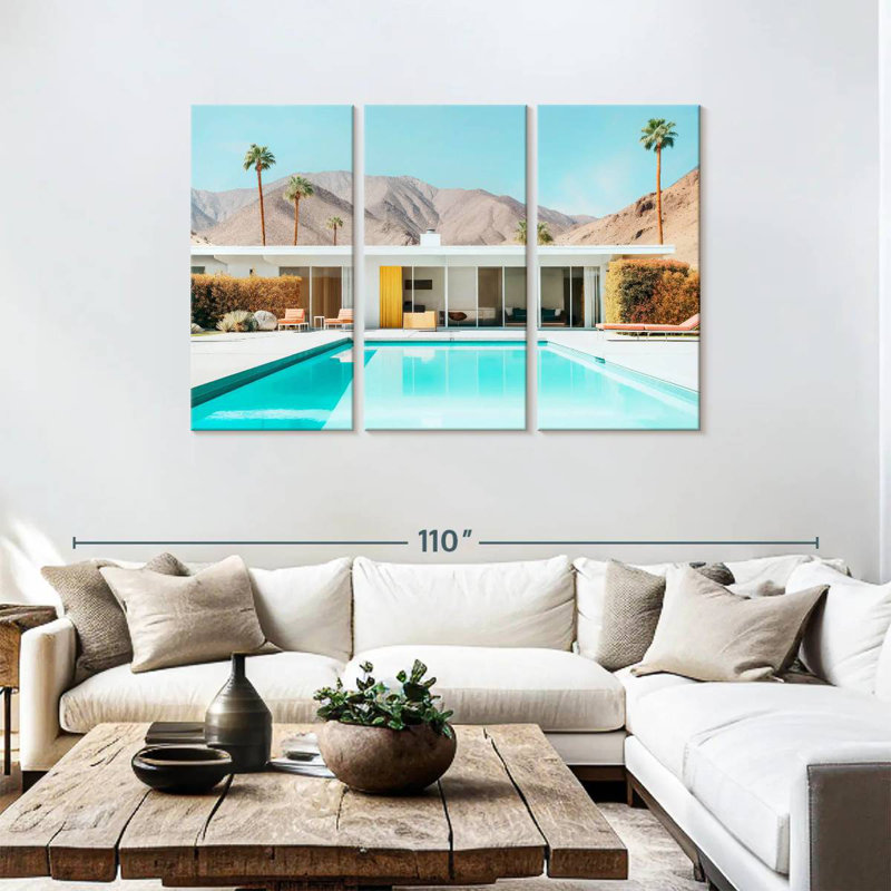 Lilie style Mid-Century moderne Palm Springs, H 48 po x l 74 po