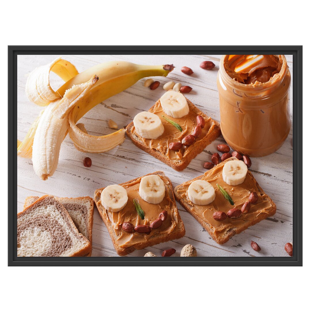 Gerahmtes Wandbild Erdnussbutter Bananen Sandwich