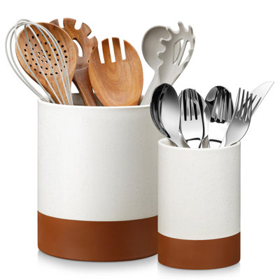 Utensil Holder, 7.3"+5.5" Ceramic Kitchen Utensil Holder