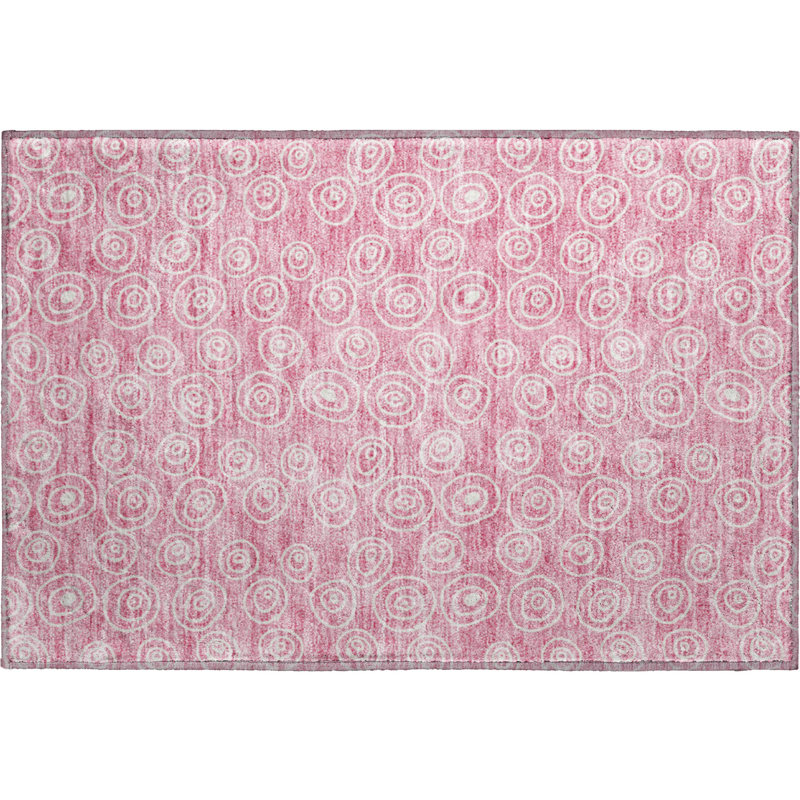 Premium Machine Washable Prisco Pink Rug, Rectangle 1'8" x 2'6"