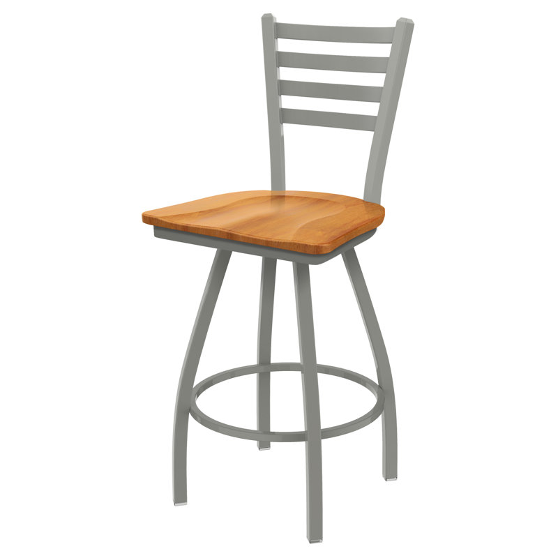 Tabouret de bar pivotant de 30" Evers, Érable moyen, Nickel anodisé, Très haut (assise de 36 po de hauteur)