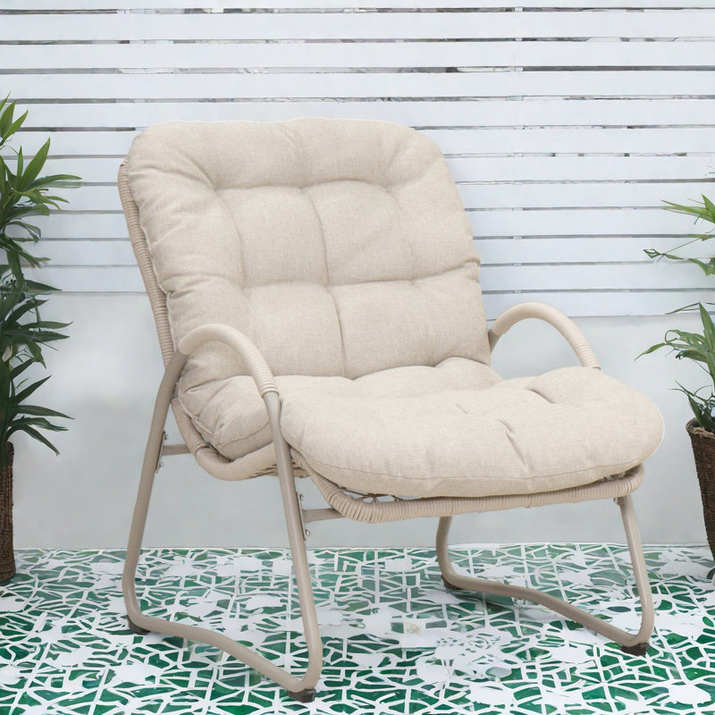 Chaises longues confortables de patio, ensemble moderne de cadre en acier pour la maison de patio