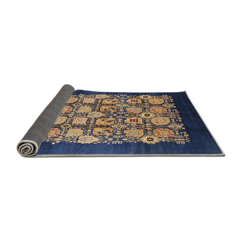 Tapis bleu / beige Patchwork, Rond 8 pi
