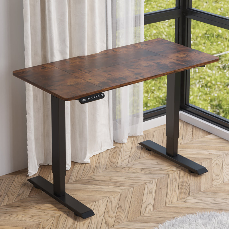 Fanchon 47.24'' Height Adjustable Standing Desk, Rustic Brown/Black