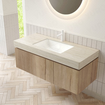 Armoire 48 "en grain de bois de chêne blanc avec portes doubles et un tiroir, sans couvercle et évier, sans couvercle ni évier