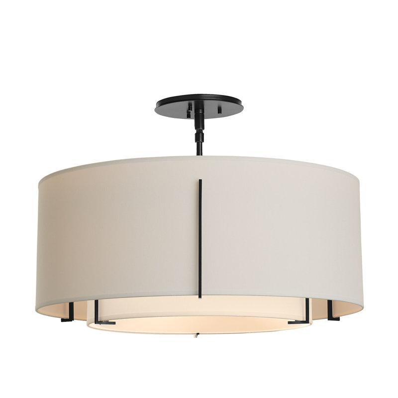 Exos 3 - Light Semi Flush Mount, Black, Flax, 15.3" H x 22.9" W x 22.9" D