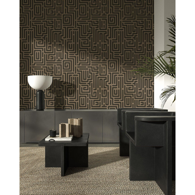 Diallo - Wallpaper by Sabrina Yvonne, Mocha, Faux Grasscloth, Non-pasted