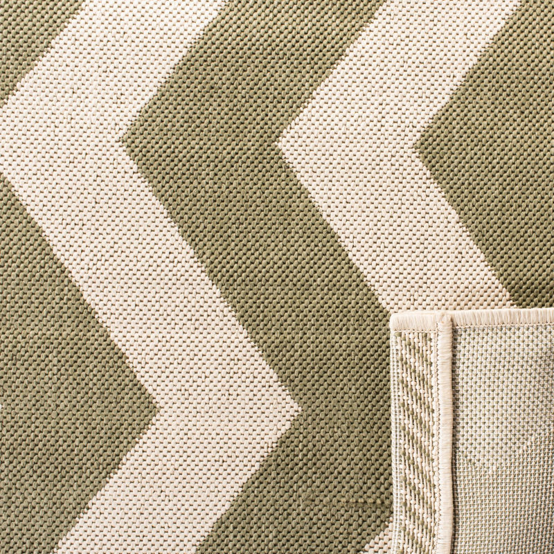 Tapis intérieur / extérieur vert / beige Arneshia, Rectangle 4 pi x 5 pi 7 po