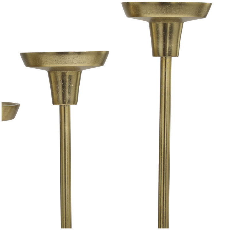 Gold Aluminum and White Marble Tabletop Candle Holder Set