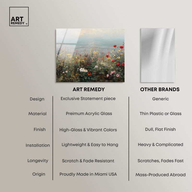 Art mural Misty Ocean Field I par Art Remedy, prêt à accrocher, H 16 po x l 20 po