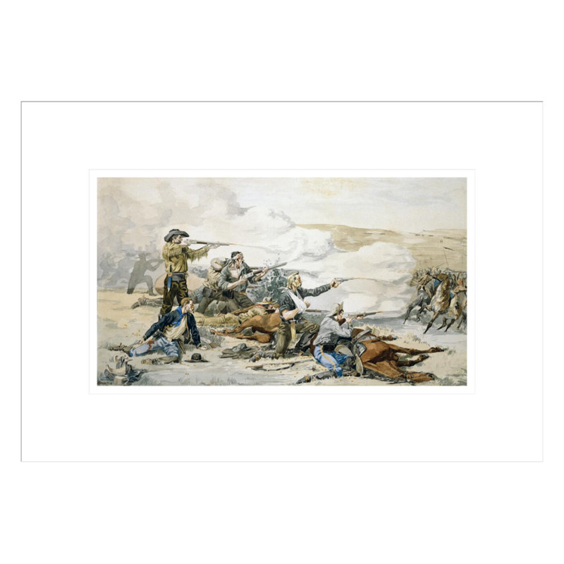 Bataille de l'île de Beecher par Frederic Remington, impression giclée encadrée, H 11,95 po x l 16,75 po