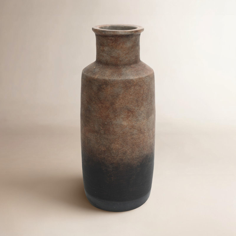  Brown Ombre Terracotta Narrow Vase, 14.8" H x 6.3" W x 6.3" D
