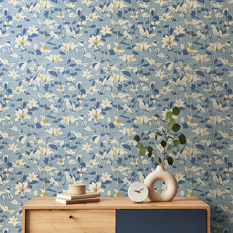 Lino Leaves - Soft Navy, Navy