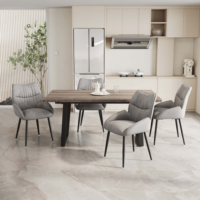 62.9-Inch Rectangular Mdf Dining Table And Chair 4-Piece Set, Stylish Dining Table,Kitchen Dining Table, Sturdy and Durable
